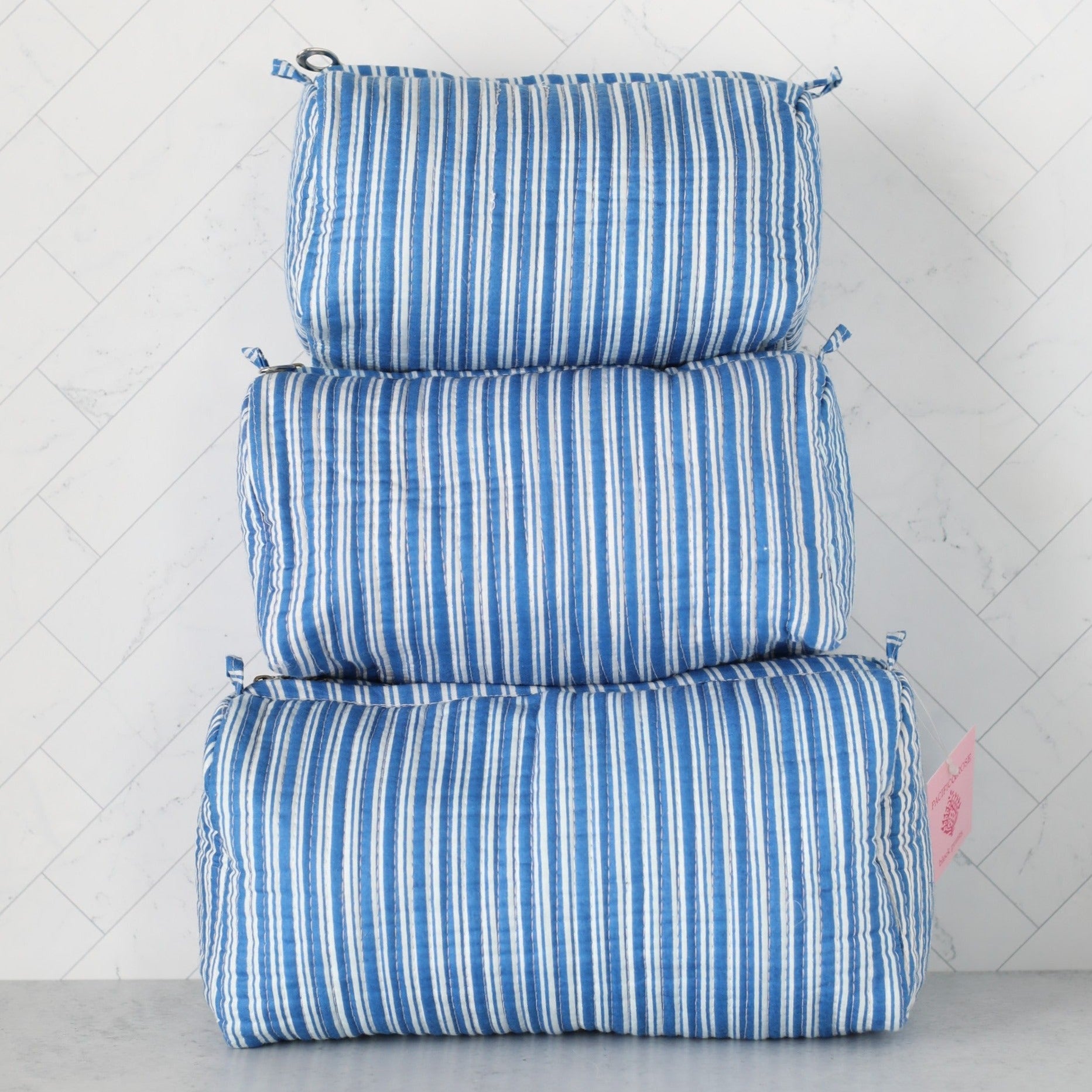 Blue Stripe Cosmetic Pouches