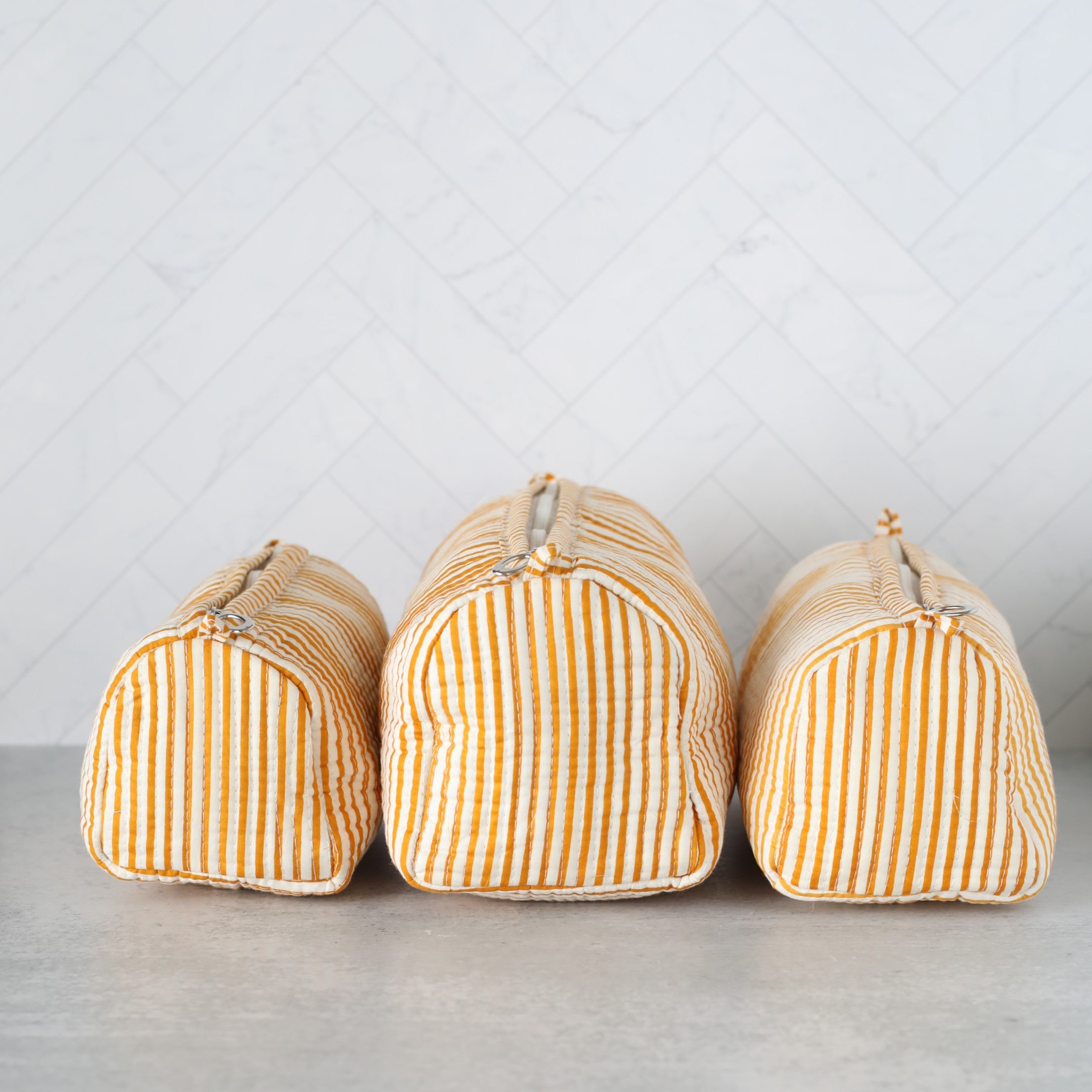 Yellow Stripe Cosmetic Pouches