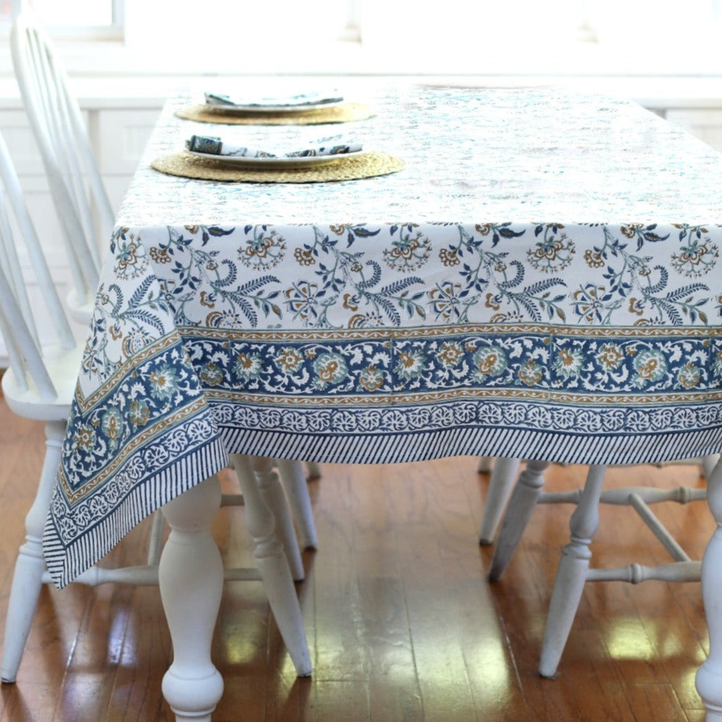 Lilibet Caramel Indigo Tablecloth