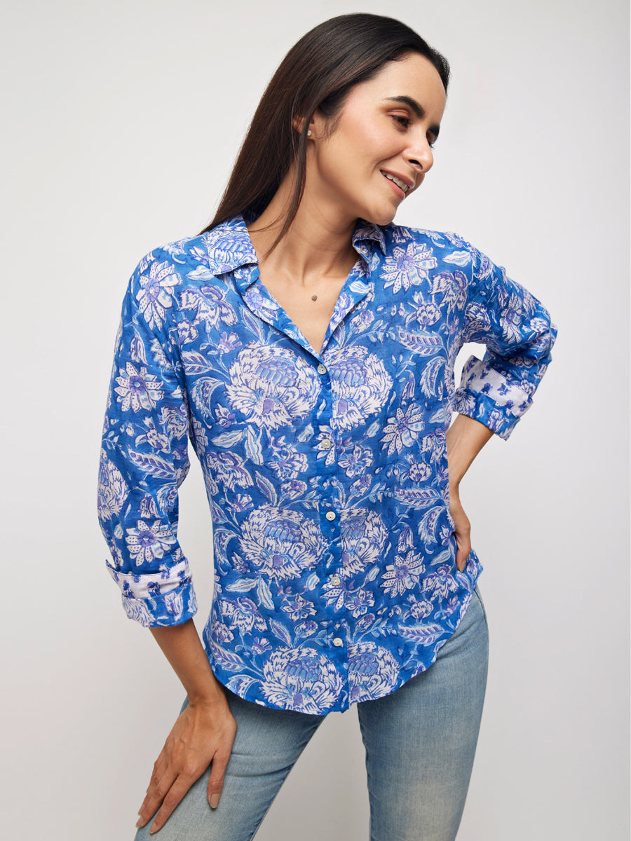Skyler Shirt, Blue Floral