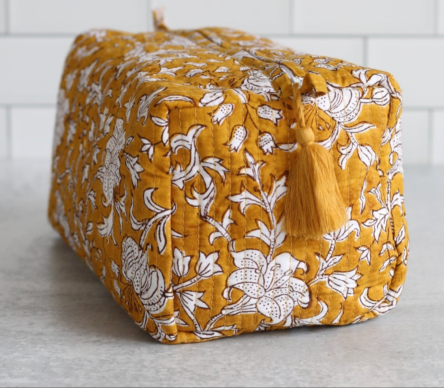 Pacho Saffron Floral Cosmetic Pouch