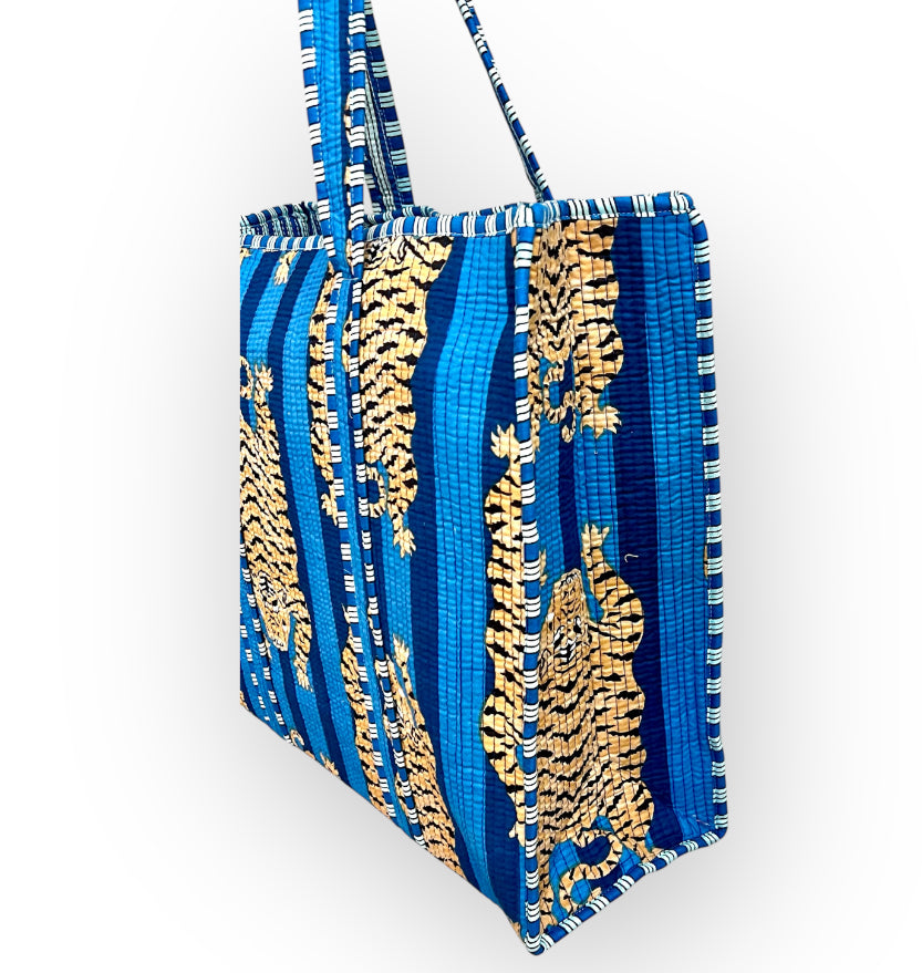 Blue Tiger Quilted Tote