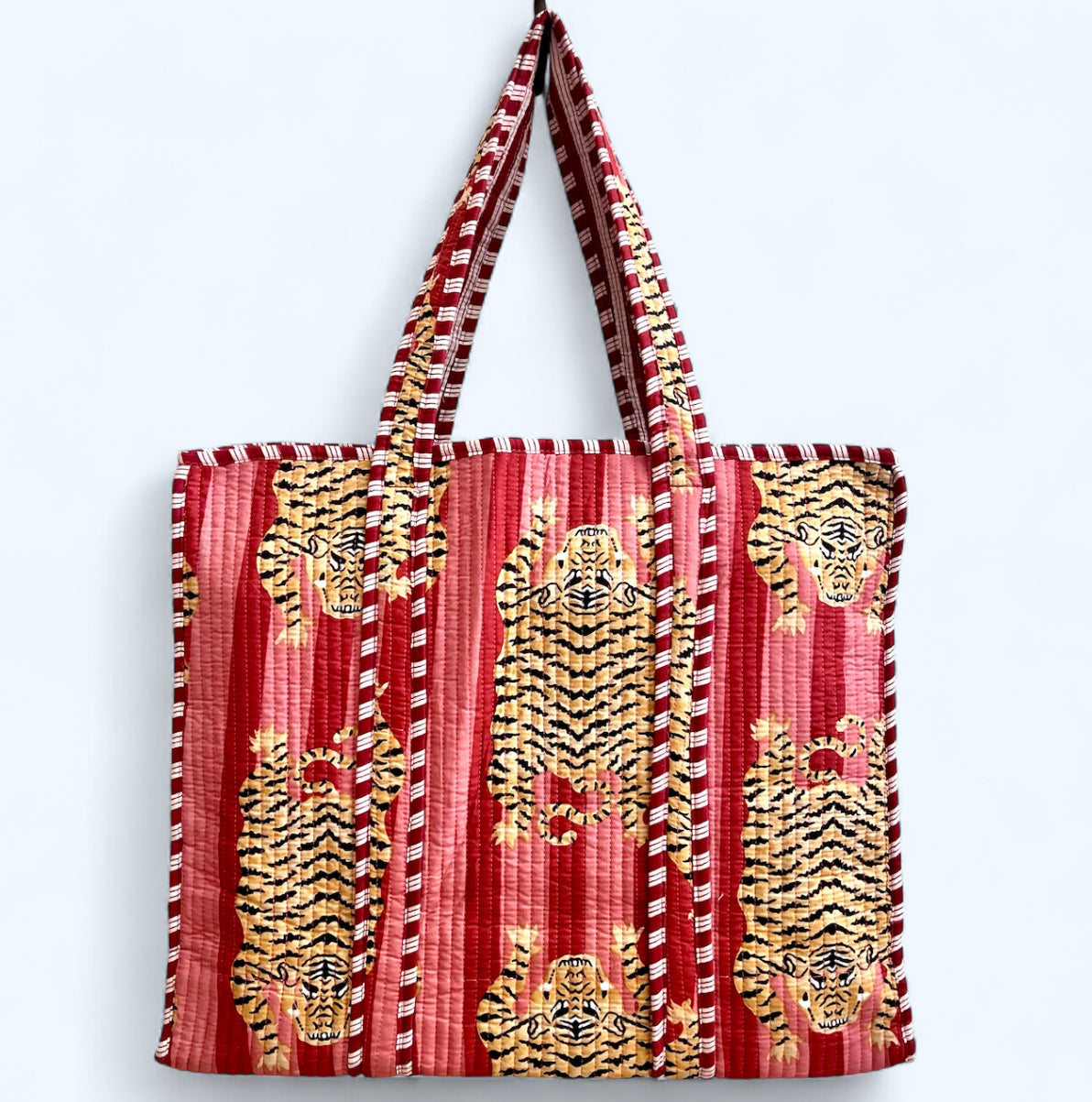 Mauve Pink Tiger Quilted Tote