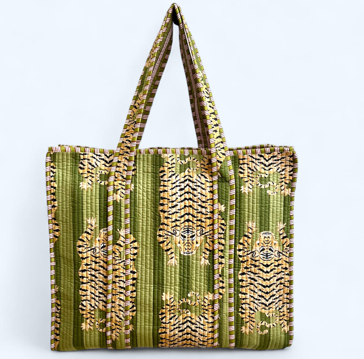 Avocado Tiger Quilted Tote