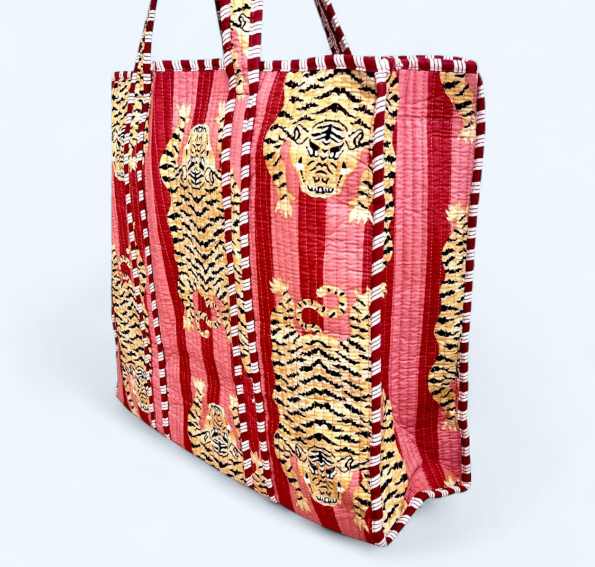 Mauve Pink Tiger Quilted Tote