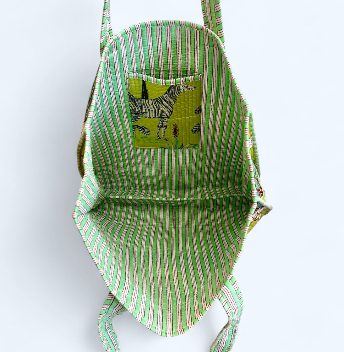 Apple Green Jungle Quilted Tote