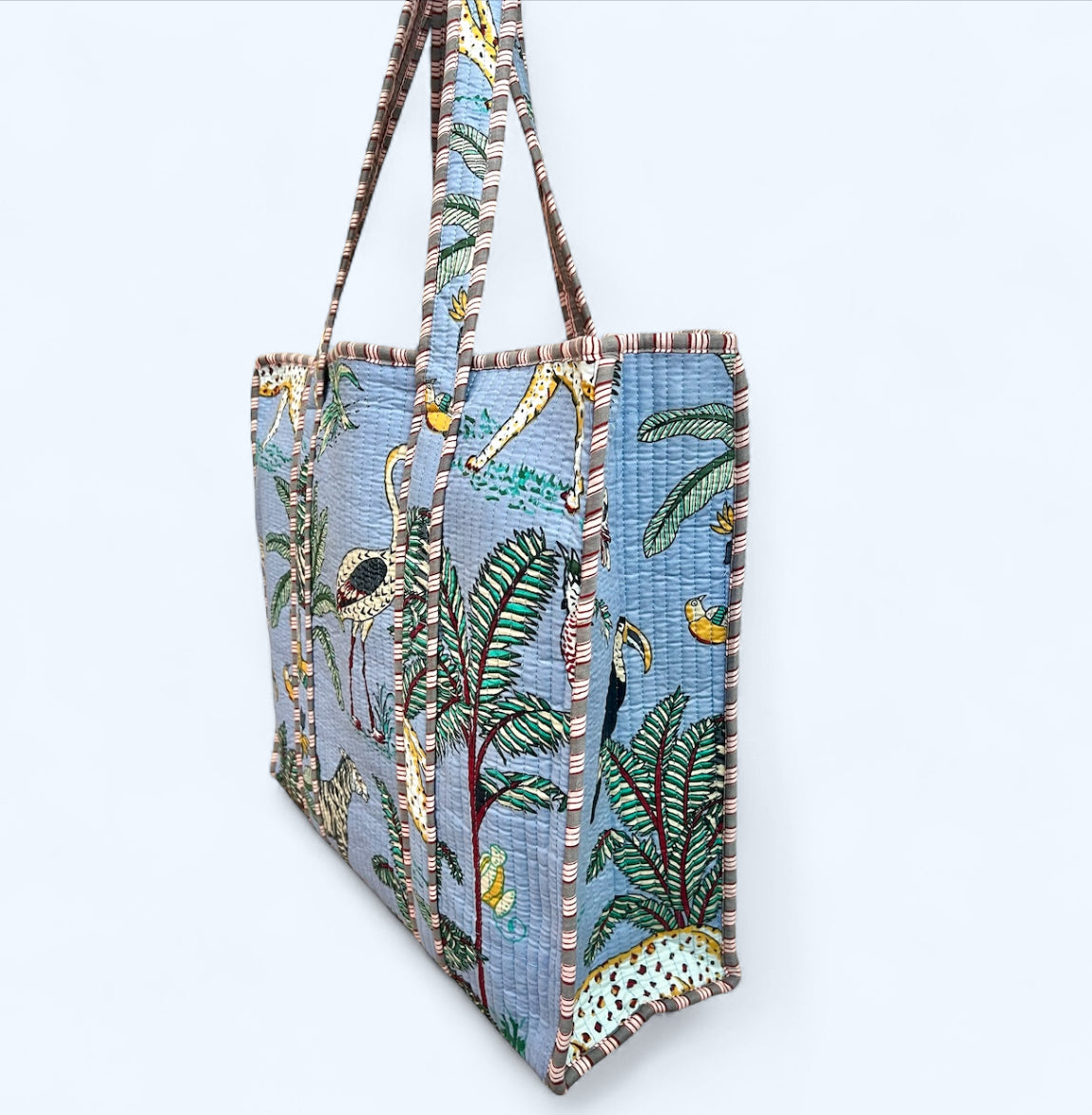 Steel blue Jungle Quilted Tote