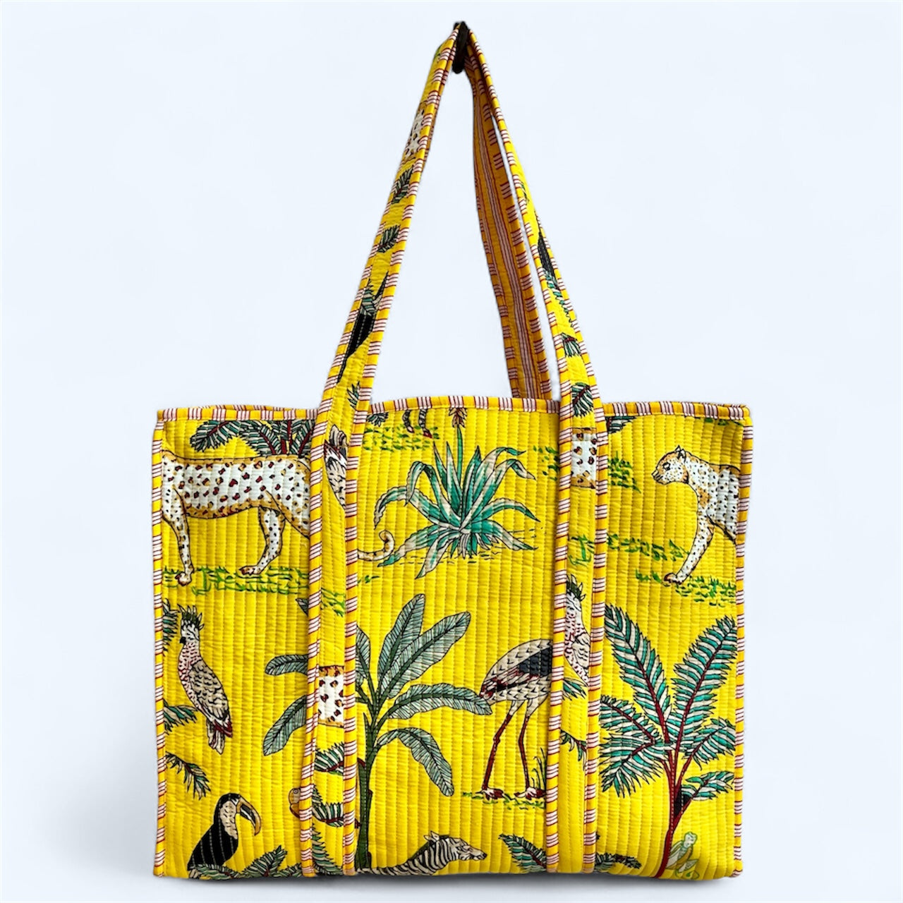 Yellow Jungle Quilted Tote